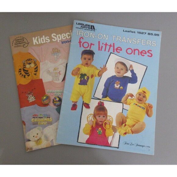 Iron-On Transfers Kid Baby Leisure Arts Crafts 2-Leaflet Book Lot 21 Pages Total - Picture 2 of 5